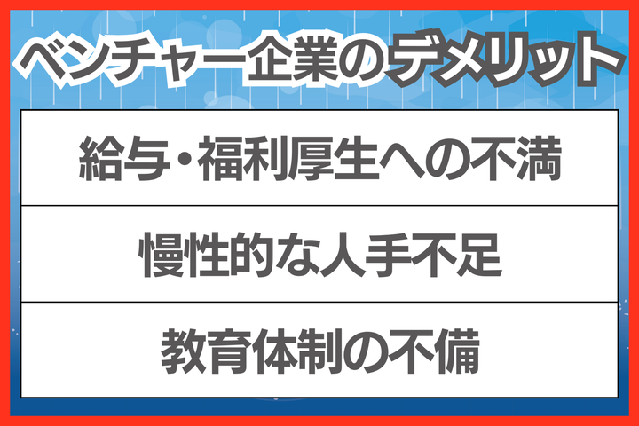 ベンチャー企業で働くデメリットは？