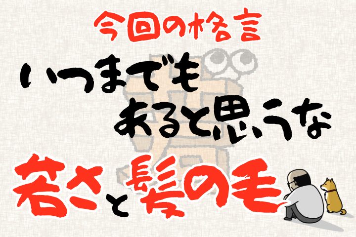今回の格言「いつまでもあると思うな、若さと髪の毛」